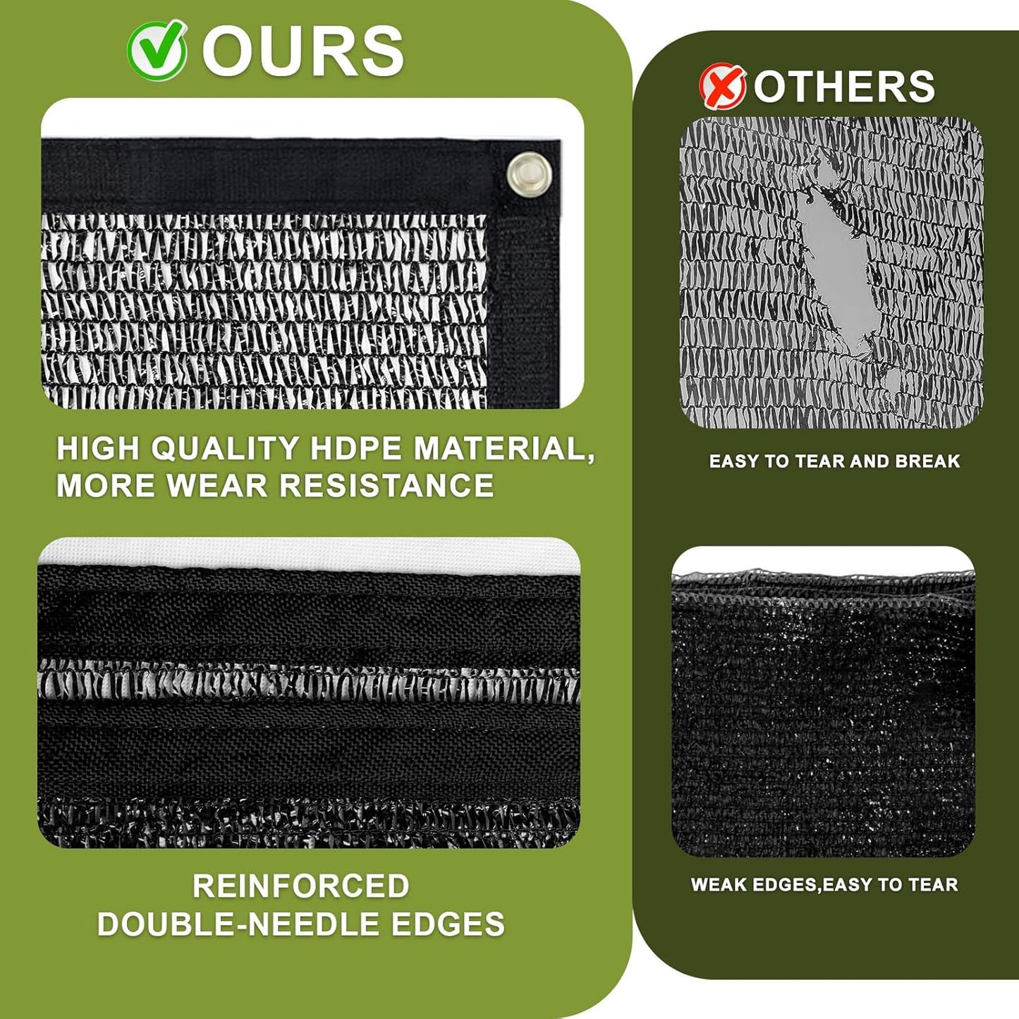 LOVE STORY 6x12FT 55% Black Shade Cloth Sun Shade Net with Grommets Sunblock Net Mesh Tarp for Garden,Plants Cover,Greenhouse and Patio