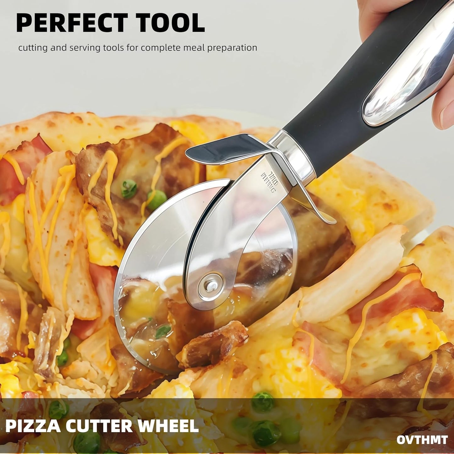Pizza Oven Accessories 4 PCS, Pizza Kit, Aluminum Pizza Paddle with Foldable Wood Handle, Pizza Cutter, Rocker Blade, Cutter Wheel, Pizza Server, Pizza Peel Set, Pizza Tools