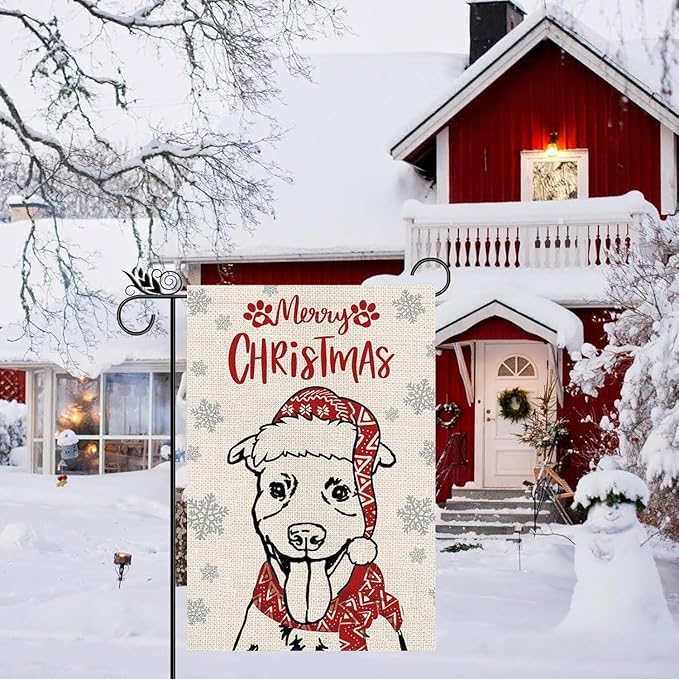 Seasonal Garden Flags Pitbull Double Sided Flags Set of 11 Holiday Farmhouse Indoor Outdoor Yard Lawn Christmas Gifts Decorations 12.5x18 Inch