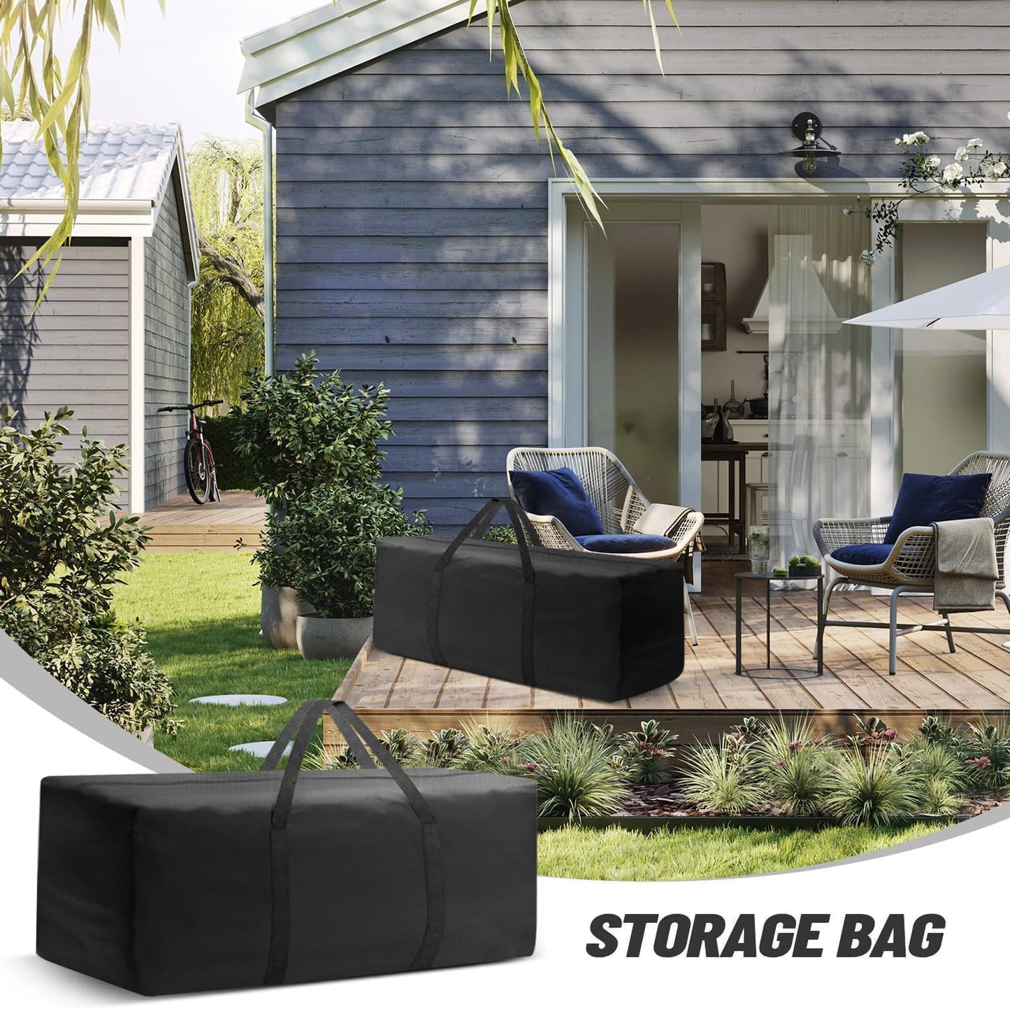 Outdoor Cushion Storage Bags 48 Inch Waterproof Extra-Large Patio Cushion Storage with Zipper & Padded Handle for Patio Furniture Christmas Tree
