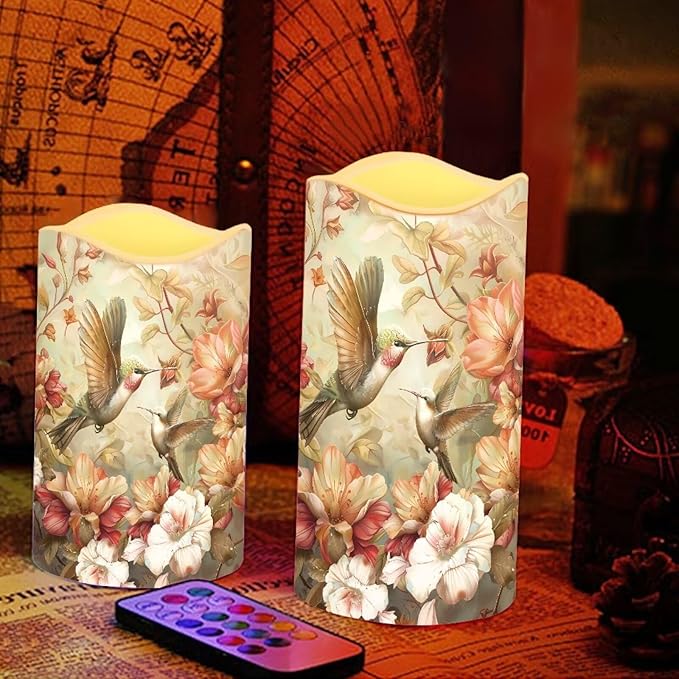 Ystardream Hummingbird Flameless Candle with Remote Control and Timer,Battery Operated Led Candle for Festival Celebration Home Decor,4 Pack Set