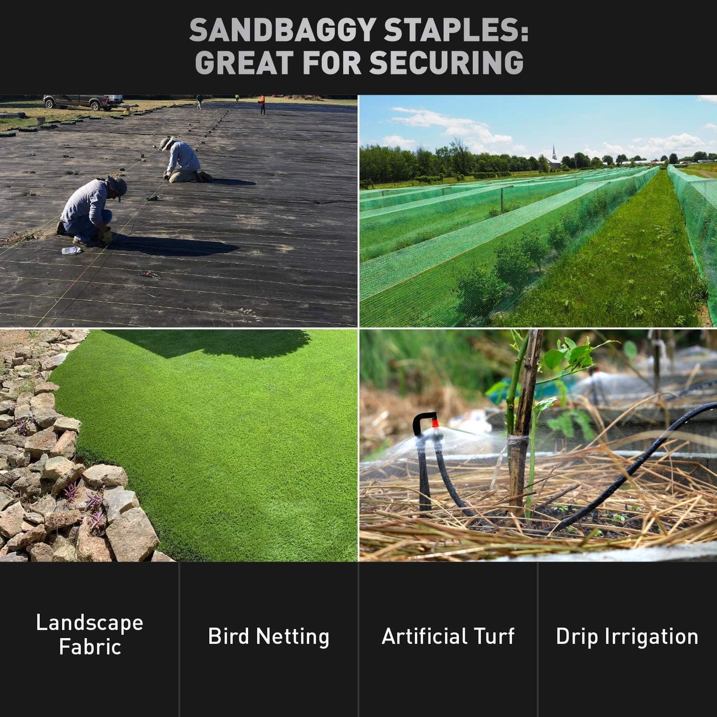 Sandbaggy 6 Inch Galvanized Landscape Staples - SOD Garden Stakes Pins ~ Trusted by Farmers & Contractors Across The USA (200 Staples)