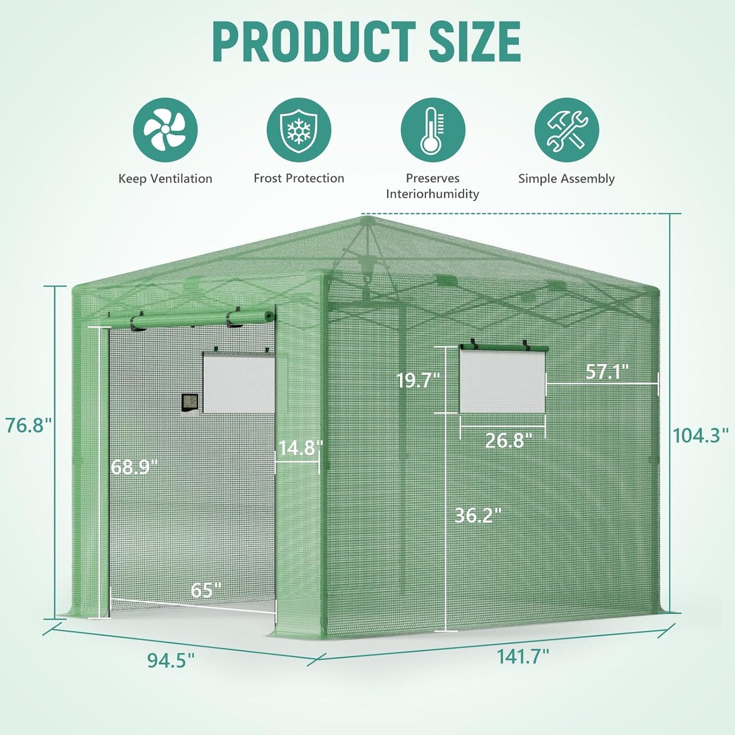 Pop Up Greenhouse 8x12FT, Pop Up Green House for Outdoors, Portable Greenhouses, Walk-in Greenhouses, Popup Greenhouse Kit, Easy Set Up