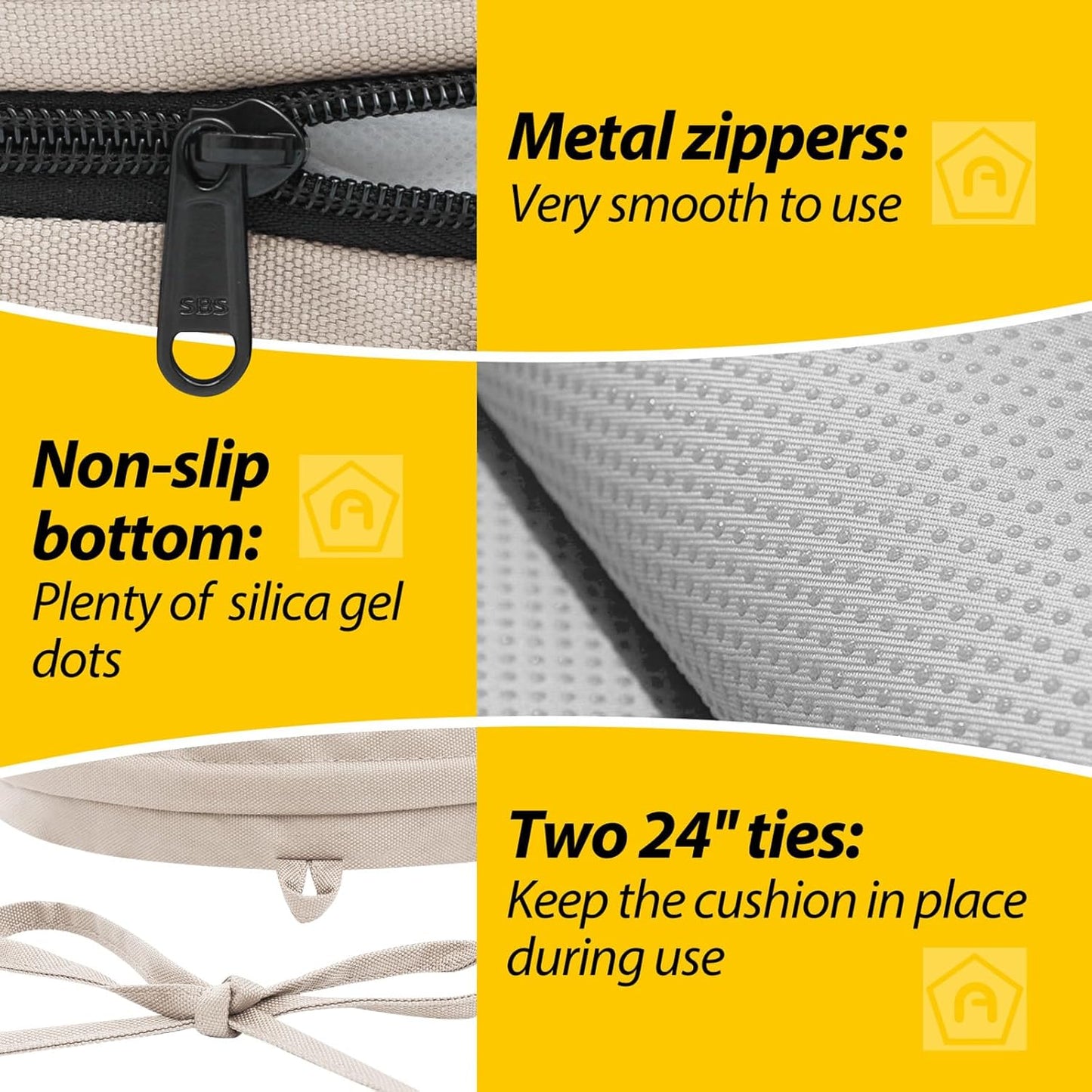 AAAAAcessories Outdoor Seat Cushions for Chairs, Waterproof, Fade-Resistant Patio Furniture Replacement Cushions, 17" x 16" x 2", Set of 4, Khaki Beige