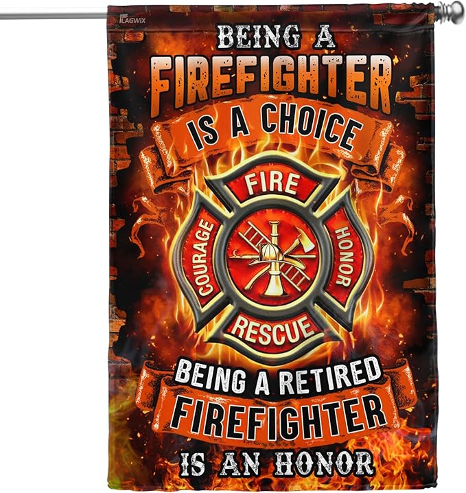 FLAGWIX Firefighter Flag Decorations - Independence Day, 4th of July Decorations Outdoor Flags, House Flag 30x40 - USA House Garden Flags Premium Polyester, Decorative Indoors Outdoor Flags