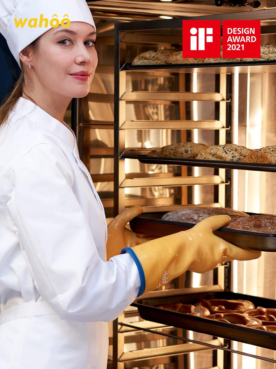 LANON Protection Wahoo Liquid Silicone Smoker Oven Gloves, Food-Contact Grade, Heat Resistant Gloves for Cooking, Grilling, Baking, Yellow, XXL/11