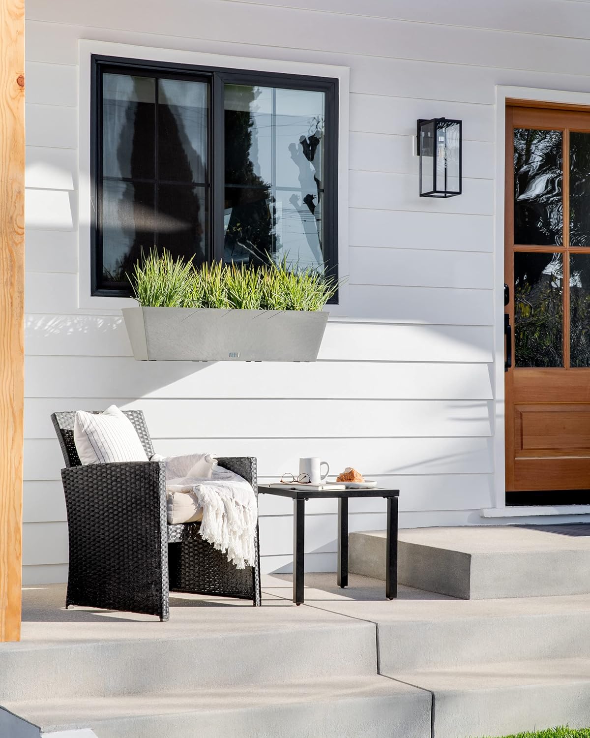 Veradek Pure Series Railing Planter - Plastic Hanging Planter for Outdoor Balcony/Fence | Durable All-Weather Use with Adjustable Brackets | Modern Décor for Flowers, Succulents, Hanging Plants