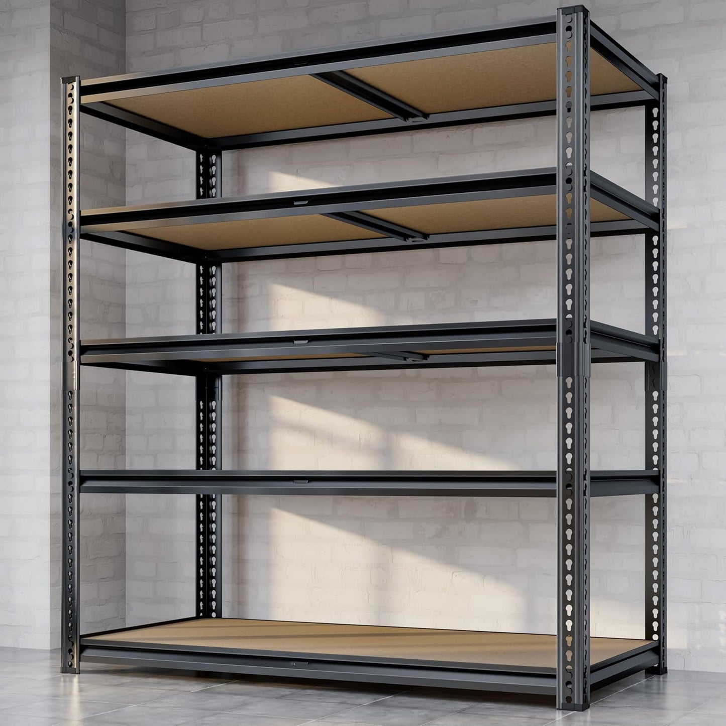 72" H Storage Shelves Heavy Duty, 2200LBS Garage Shelving, 5 Tier Metal Shelving Unit Adjustable Garage Shelves Utility Rack Shelf for Storage Warehouse Pantry Closet,40" W × 20" D × 72" H, Black