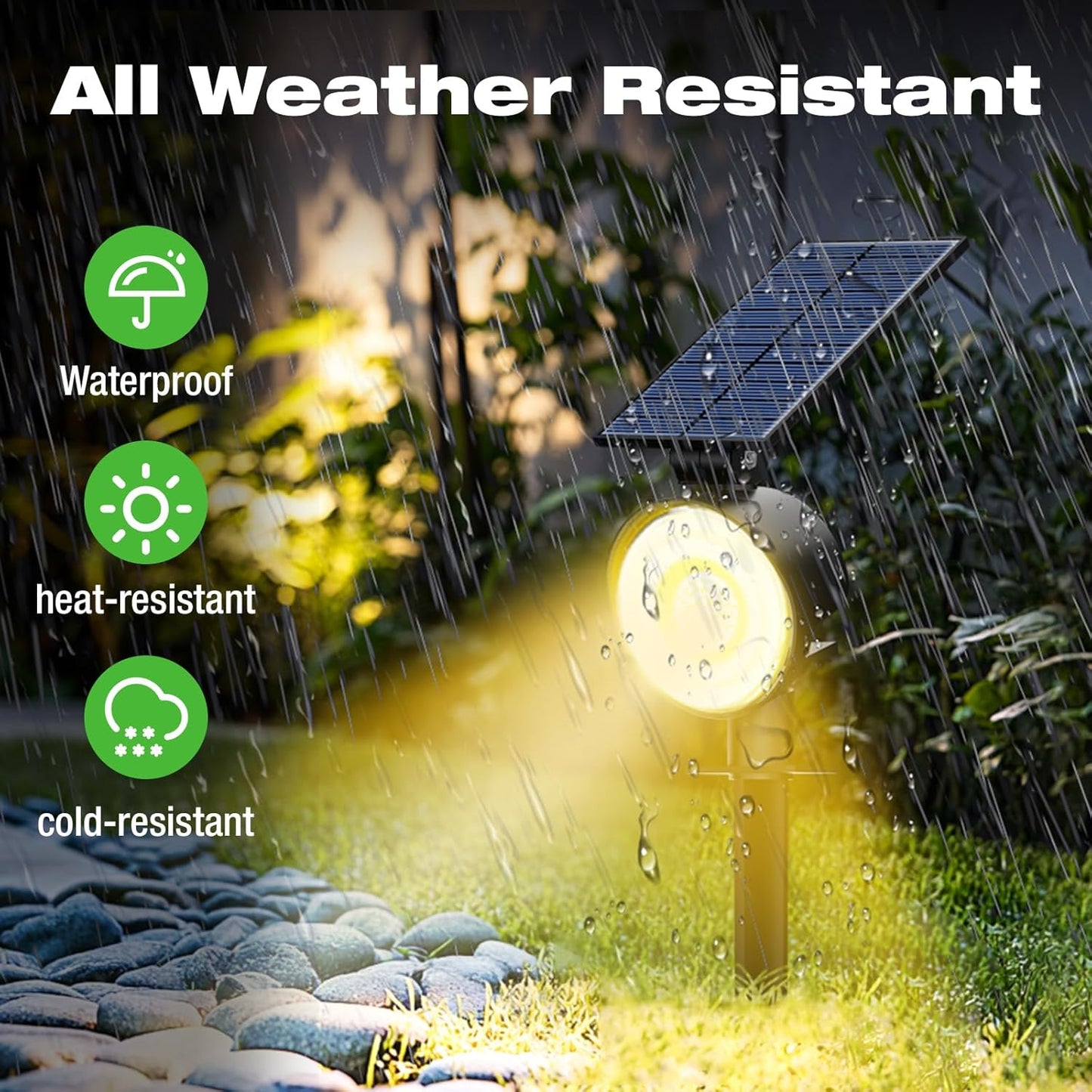 nipify 4 Pack Solar Lights Outdoor Waterproof, 53 LED Solar Spot Lights with 3 Modes Landscape Spotlights for Outside Garden Yard Trees, Warm White