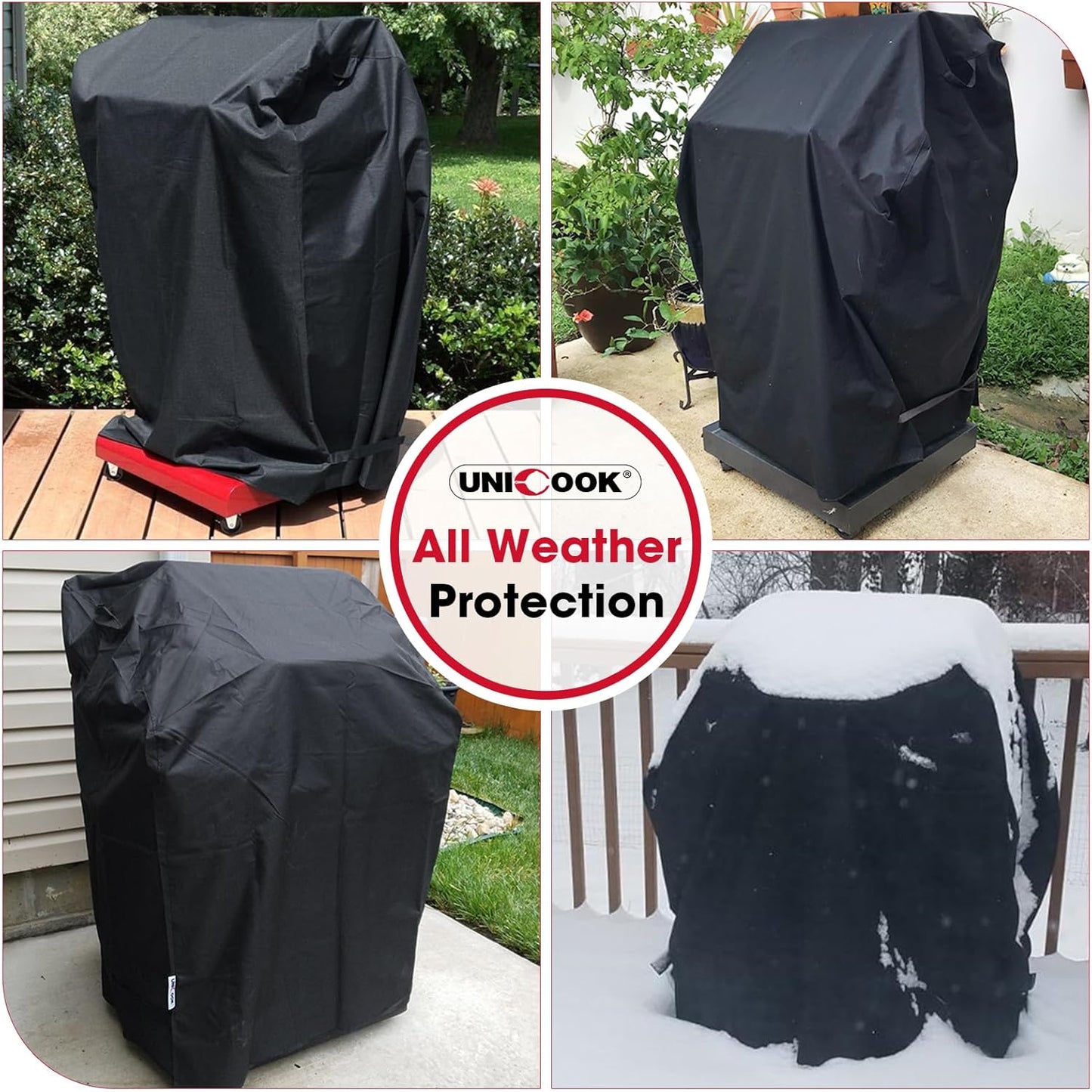 Unicook 32 Inch Small Grill Cover, Heavy Duty Waterproof 2 Burner Gas BBQ Cover, Compatible with Weber Char-Broil Nexgrill KitchenAid Grills with Both Side Tables Down, All Weather Protection