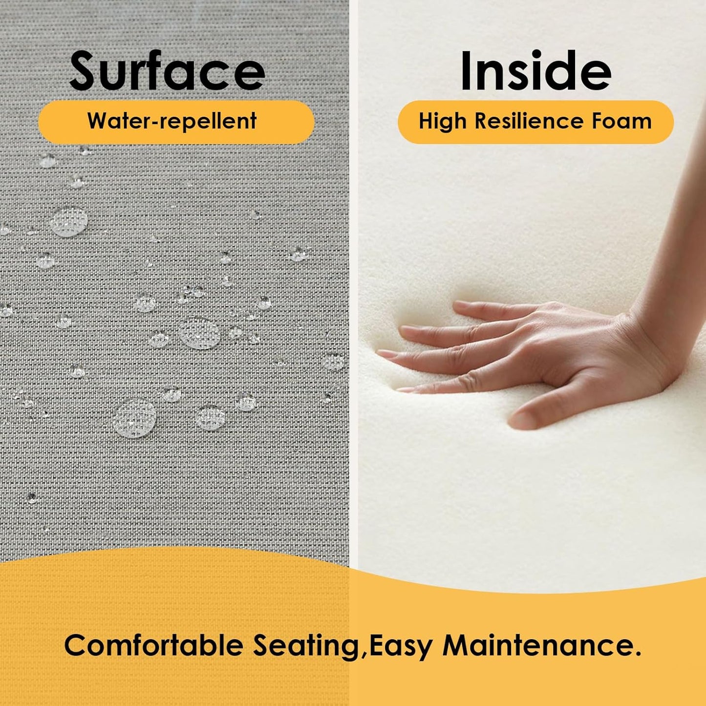 Outdoor Sunbrella Round Corner Seat Cushion, 17"x16"x2", Set of 4, Non Slip Seat Cushion Pads with Removable Cover for Patio Furniture, Garden Yard Lawn, Specrtum Pebble