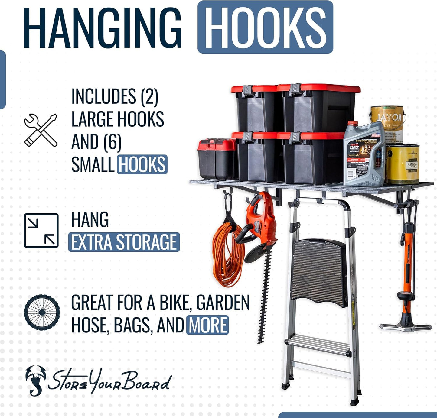 StoreYourBoard 2-Pack Heavy Duty Wall Shelves – Wall-Mounted Garage Storage Shelving and Organization for Sheds, Closets, or Utility Rooms – Holds 200 lbs, 2ft x 4ft, Hammered Gray