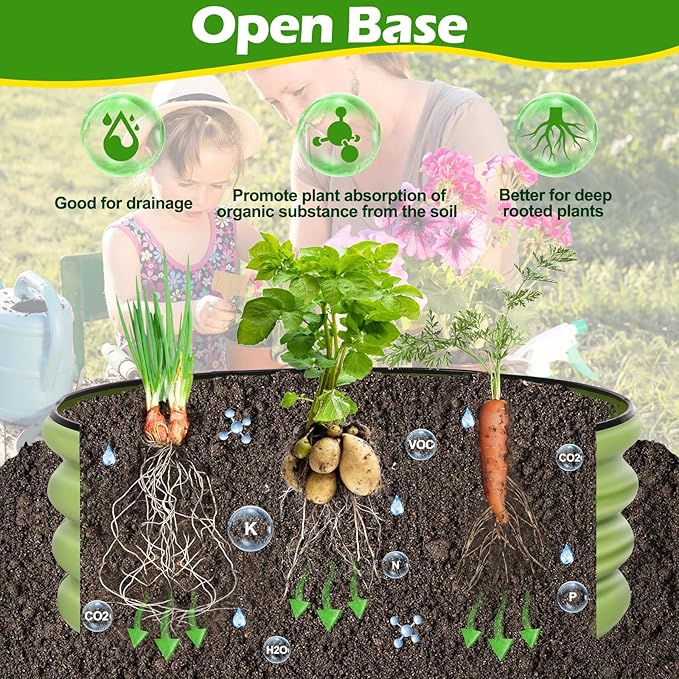 2x2x1.4ft Galvanized Raised Garden Bed, Deep Metal Garden Bed, Matcha Green Raised Garden Beds Outdoor, Raised Planter Box Kit for Vegetables, Flowers, Fruits