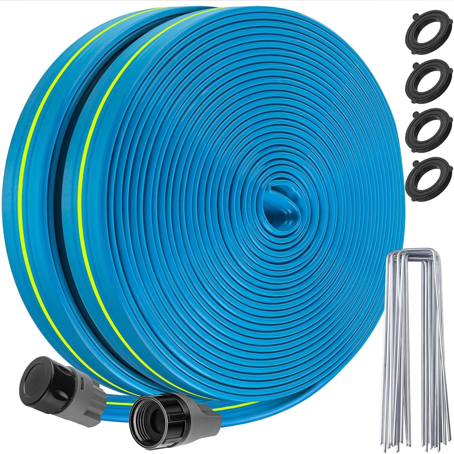Sprinkler Hose 75FT, Heavy Duty Watering Hoses, Efficient Irrigation Tubing for Garden Lawn Sprinklers System with 20 Pack Staples