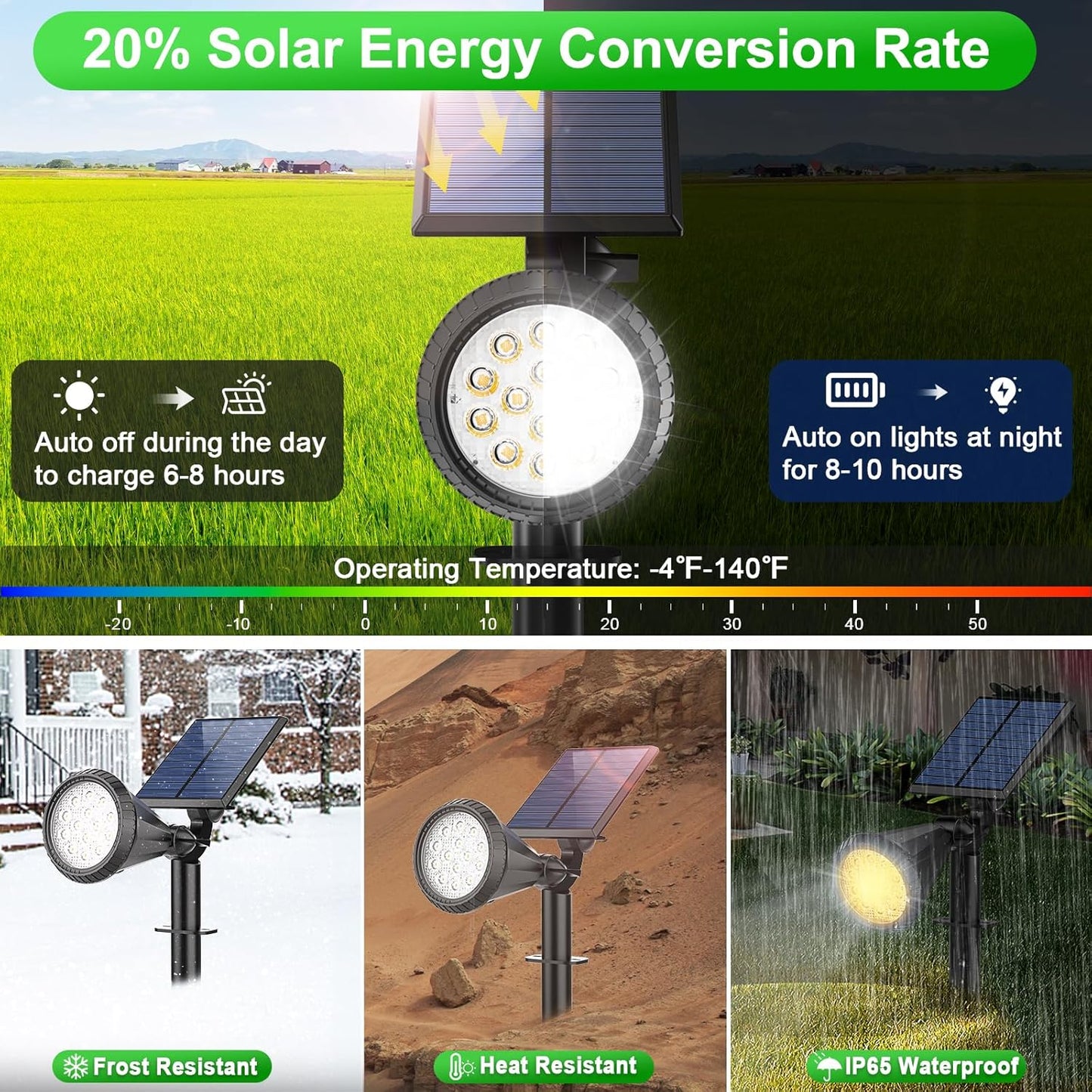 Color Changing Solar Spot Lights Outdoor Waterproof 180° Adjustable Colored RGB Solar Powered Landscape Lights for Yard 7 Lighting Modes Solar Spotlights for Pathway Garden Outside (6 Pack)