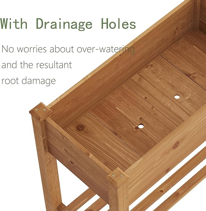 GHWIE Raised Garden Bed with Shelf,Elevated Wooden Planter Box with Legs,Garden Planter for Backyard, Patio, Balcony