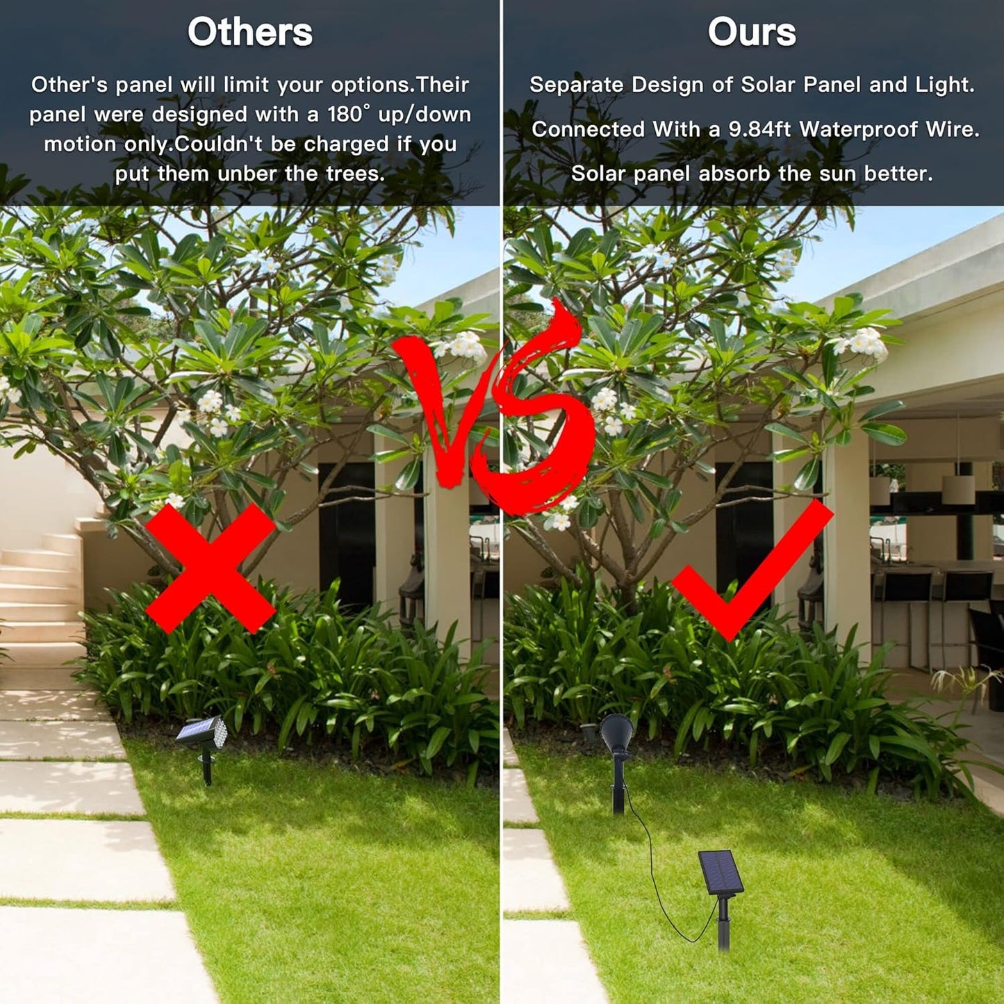 MEIHONG Solar Spot Light Outdoor, Waterproof Solar LED Landscape Lights Dusk to Dawn, 2-in-1 Solar Spotlight Solar Powered Accent Lights for Garden Porch Walkway Patio (4 Pack)