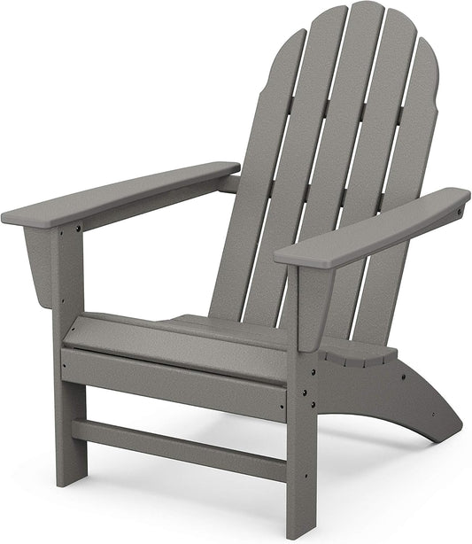 Polywood Vineyard Adirondack Chair, Outdoor Patio Furniture, All-Weather Composite, Pool Deck Garden Chair, Made in USA, Slate Grey