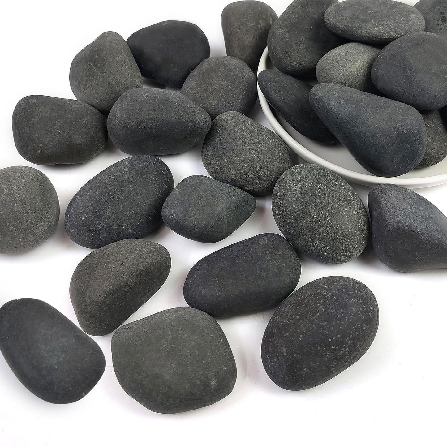 Black River Rocks for Landscaping, 2-3 Inch Natural River Rocks for Garden Beds, Potted Plants, Fish Tanks, DIY Pathway and Backyard Accent, Stones for Crafts, Walkways,(20lbs Bulk)