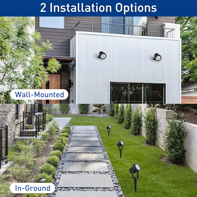 Solar Landscape Spotlights 4 Pack Warm White 3000K, T-SUNUS IP65 Waterproof Outdoor Solar Spot Lights for Yard 9.8ft Cable, Separated Panel Garden Light for Flag Driveway Porch Walkway Pool Patio Pond