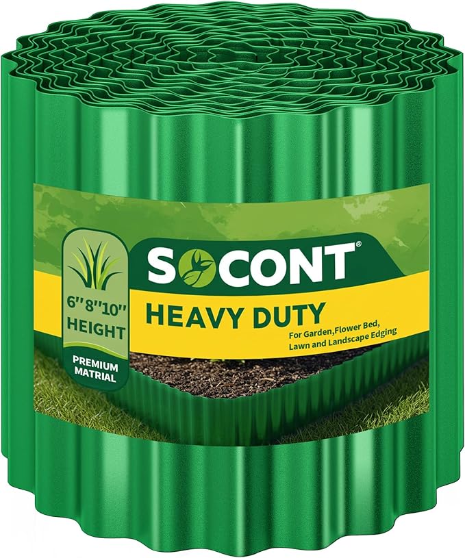 Corrugated Metal Garden Edging, 6"×40Ft Durable Landscape Border for Garden, Lawn, Flower Beds and Paver Edging (Green)