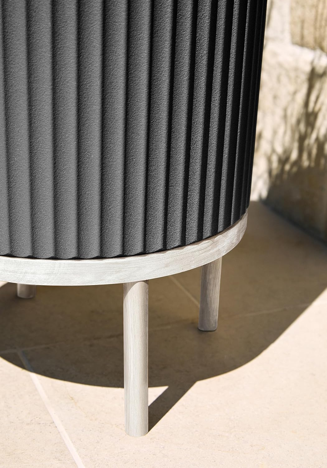 Veradek Demi Series Round Planter w/Stand for Porch/Patio | Durable Plastic-Stone Composite & Wooden Stand | Modern Décor for Tall Plants, Flowers