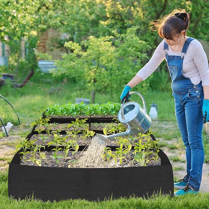 POILKMNI Fabric Raised Garden Bed, 232 Gallon 8 Grids Plant Grow Bags 8x4x1ft Large Garden Grow Bed Bags for Growing Herbs, Flowers and Vegetables