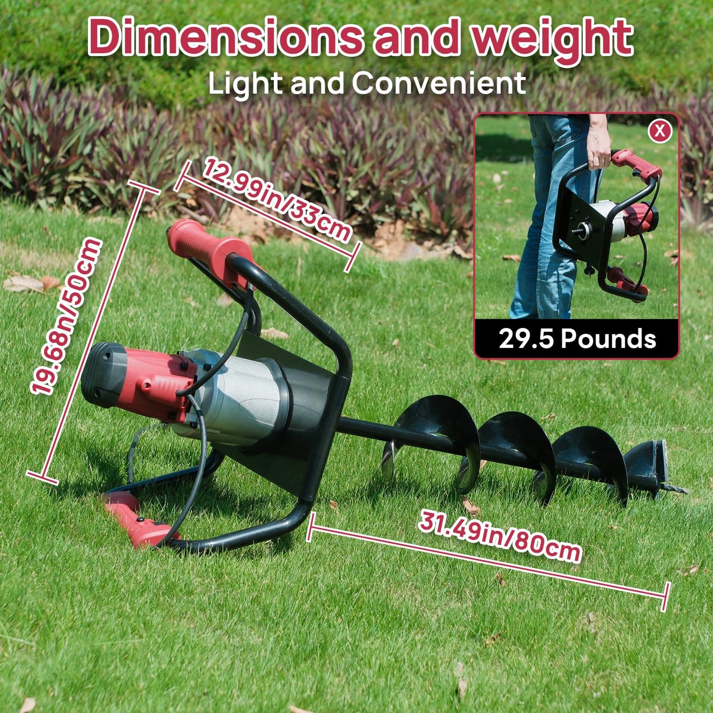 DC HOUSE 1500W Electric Post Hole Digger Earth Auger Hole Digger Digging Tools Auger with 6" Digging Bit Set with Reverse Function, Prune Farmland and Garden