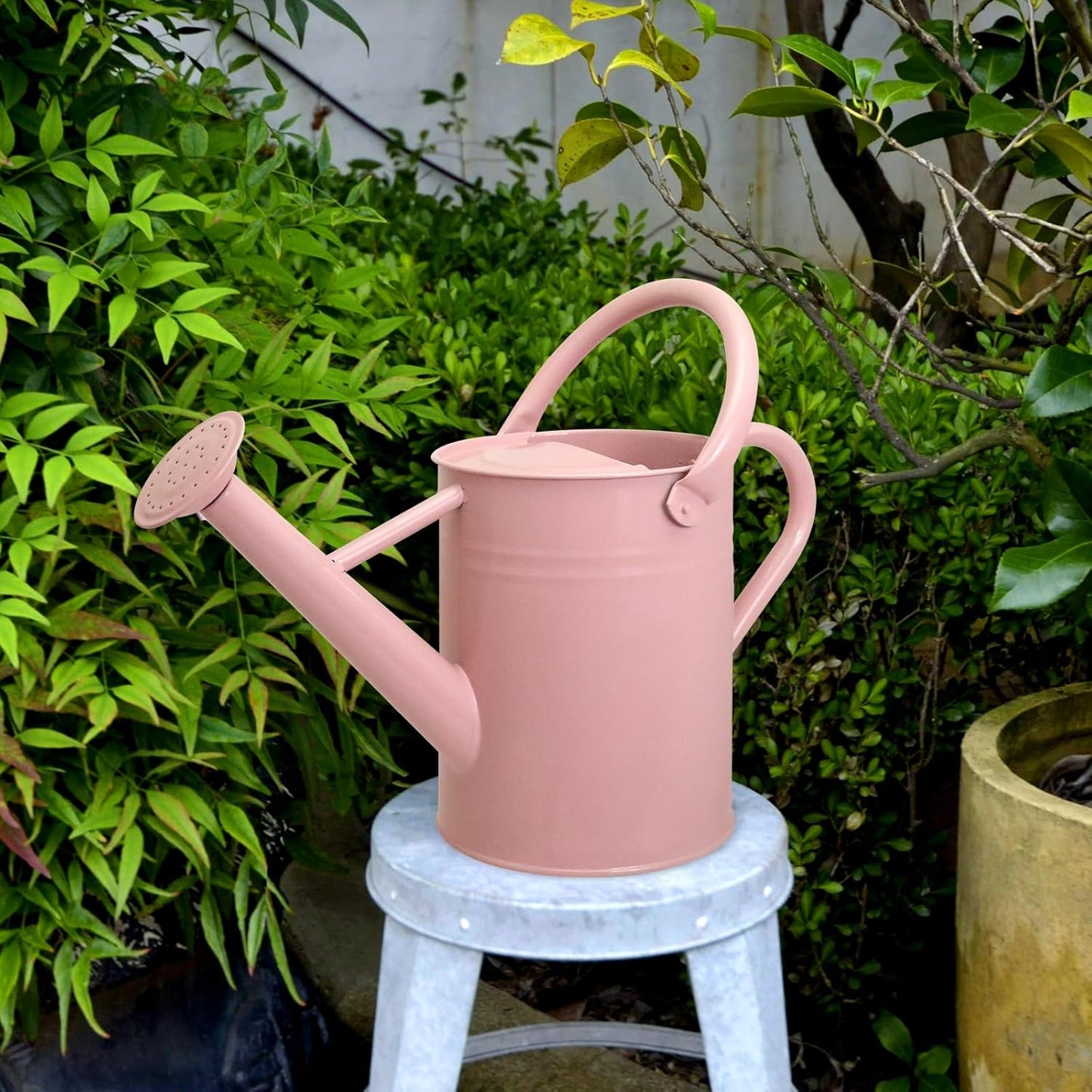 Metal Watering Can with Removable Spout, Galvanized Watering Can, Perfect for Indoor Use and for Outdoor Use (1 Gallaon, Pink)