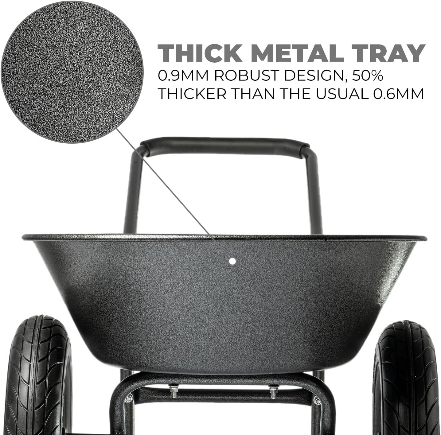 XtremepowerUS Dual-Wheel Utility Wheelbarrow Garden Cart Built-in Stand Flat-Free 16" Tires 5 cu/ft. 330 LBS Capacity Metal Tray for Lawn, Gardening