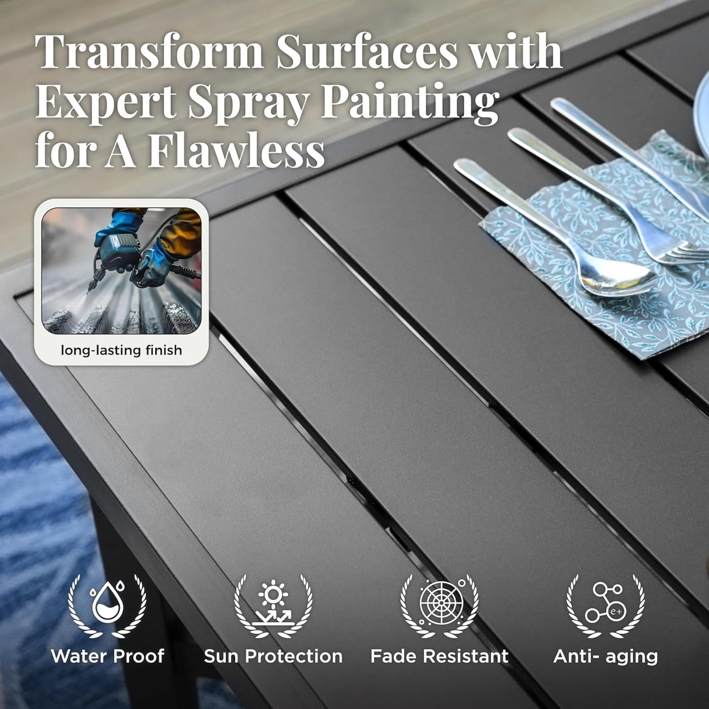 Outdoor Patio Dining Table for 8, 83" x 39" Rectangular Metal Patio Dining Table with 1.7" Umbrella Hole for Garden, Backyard and Porch