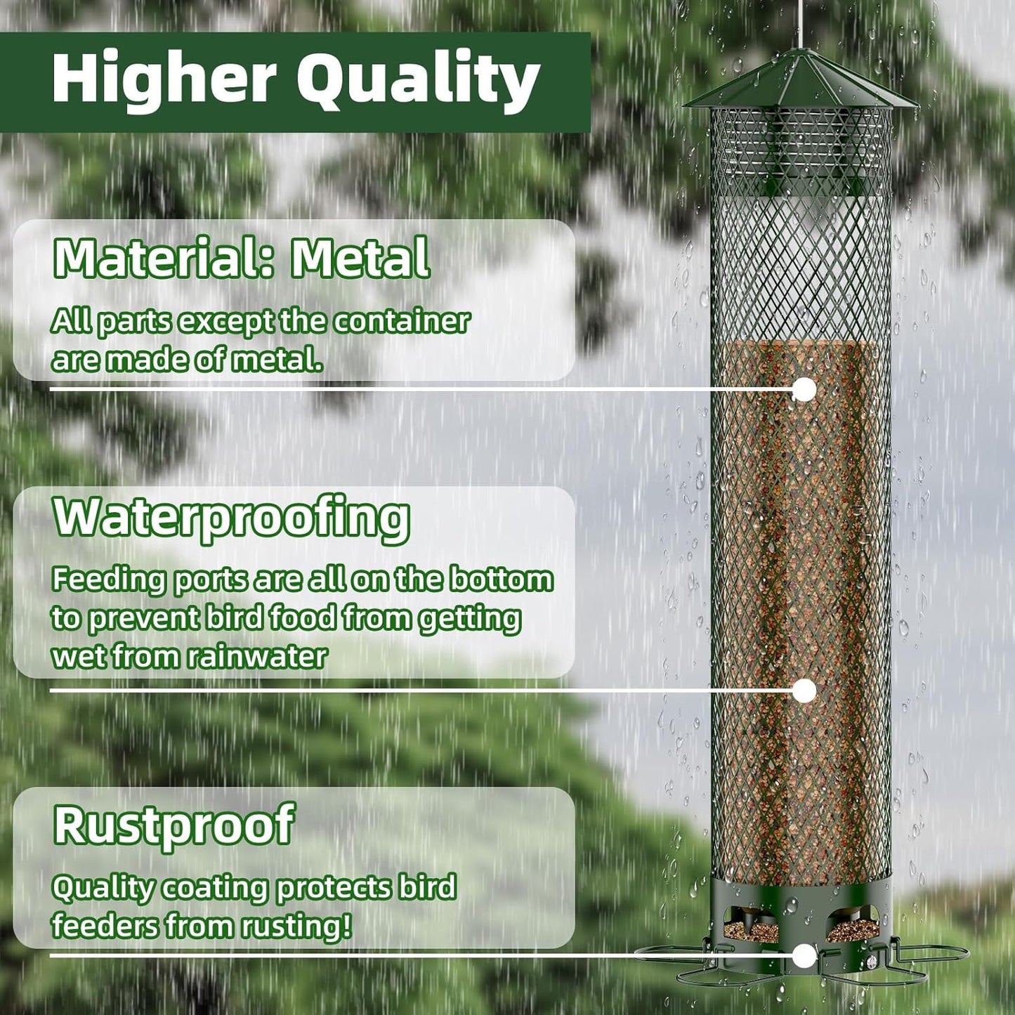 Lager Bird Feeder,Metal Squirrel Proof Bird Feeders for Outdoors Hanging 6.5LB Capacity,Easily Beat Squirrels,Attracting Finch,Cardinal,Chickadee