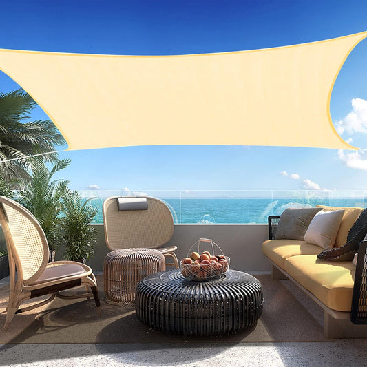 8' x 9' Beige Rectangle Sun Shade Sail SSP1212 Canopy Durable Fabric UV Block Awning,We Make Custom Orders