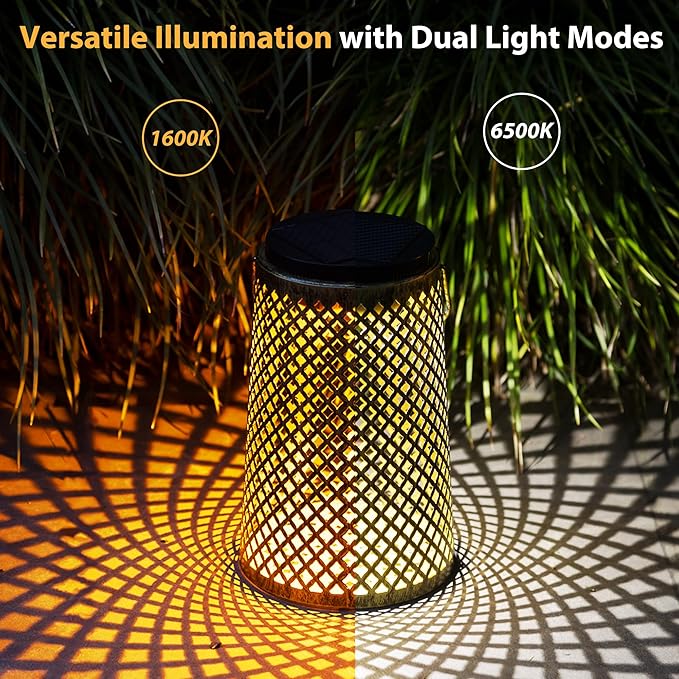 2 Pack Solar Lanterns Outdoor Waterproof, Gifts for Women Mom Grandma，Solar Lanterns with 2 Lighting Colors and Diamond-Pattern, Outdoor Solar Lantern for Landscape Patio Pathway Porch Lawn Yard