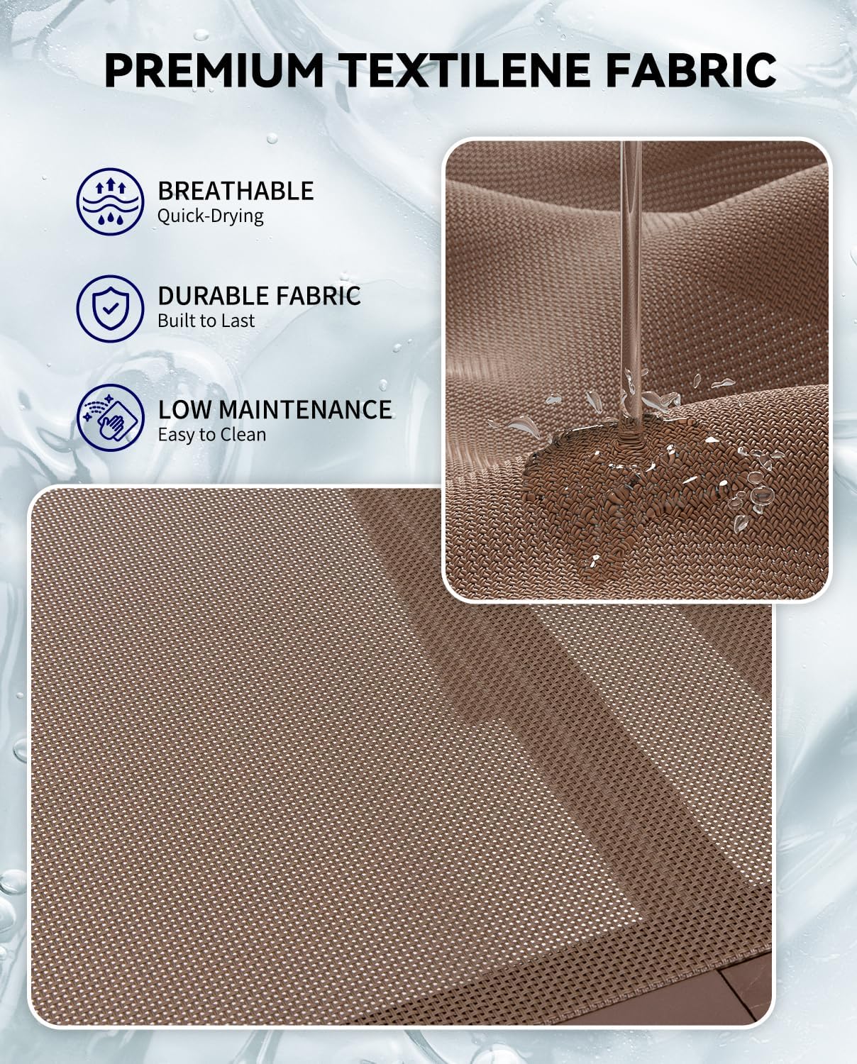 Aluminum Chaise Lounge Chair Outdoor, Foldable Patio Lounge Chair 2 Sets Assemble-Free, Pool Lounge Chairs with 5 Adjustable Backrest, Outdoor Lounge Chairs for Outside Poolside Beach Lawn Brown