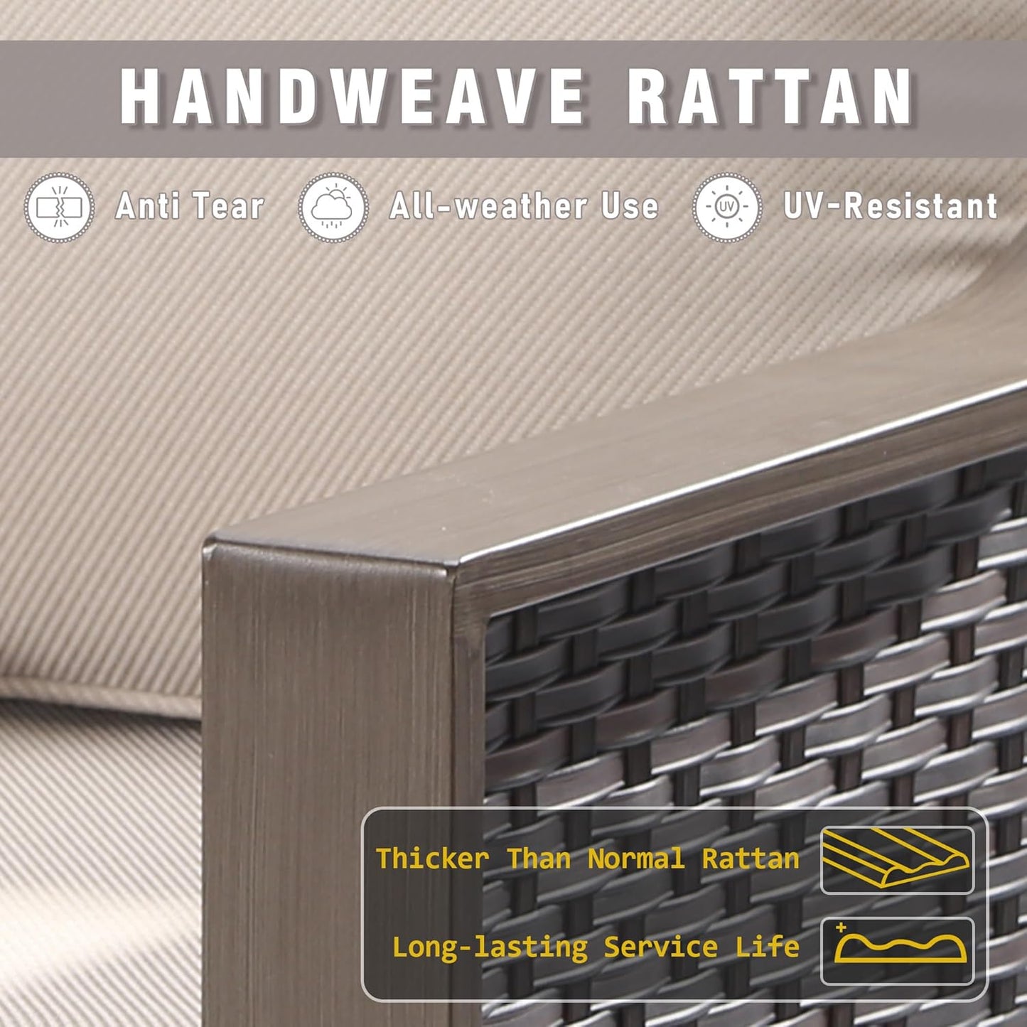 Outdoor Wicker Swivel Chair Set of 2, All-Weather Use Patio Rattan Chair with Removable Water-Resistant Cushion, Ideal for Porch, Backyard, Balcony, Poolside, Beige