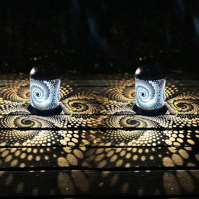 2 Pack Solar Lanterns Outdoor Hanging Lantern Metal Waterproof LED Lantern with Solar Powered Garden Patio Decorations Decor Lantern with Handle Christmas Gift Idea