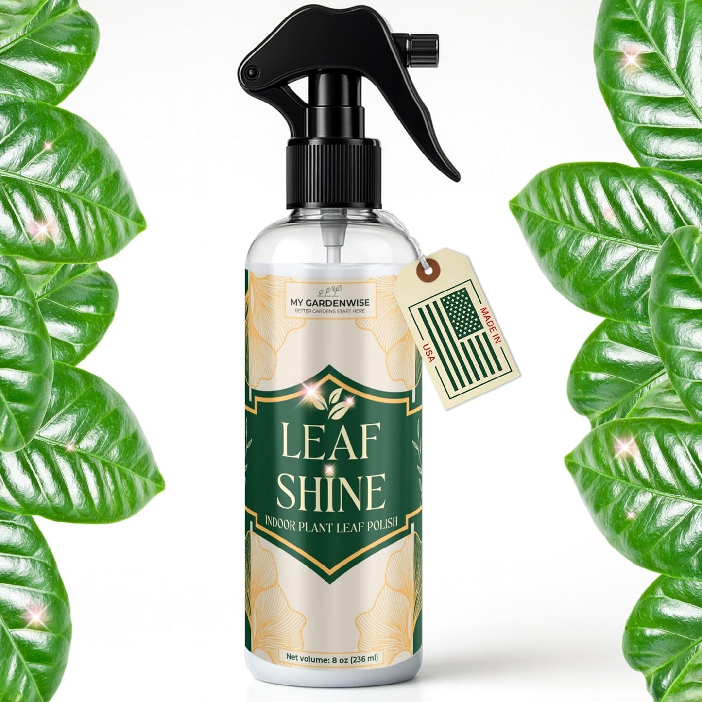 Leaf Shine Spray for Indoor Plants – Plant Leaf Cleaner & Shine for Real House Plants – Fragrance-Free, Non-Sticky, Streak-Free Finish, 8 fl oz