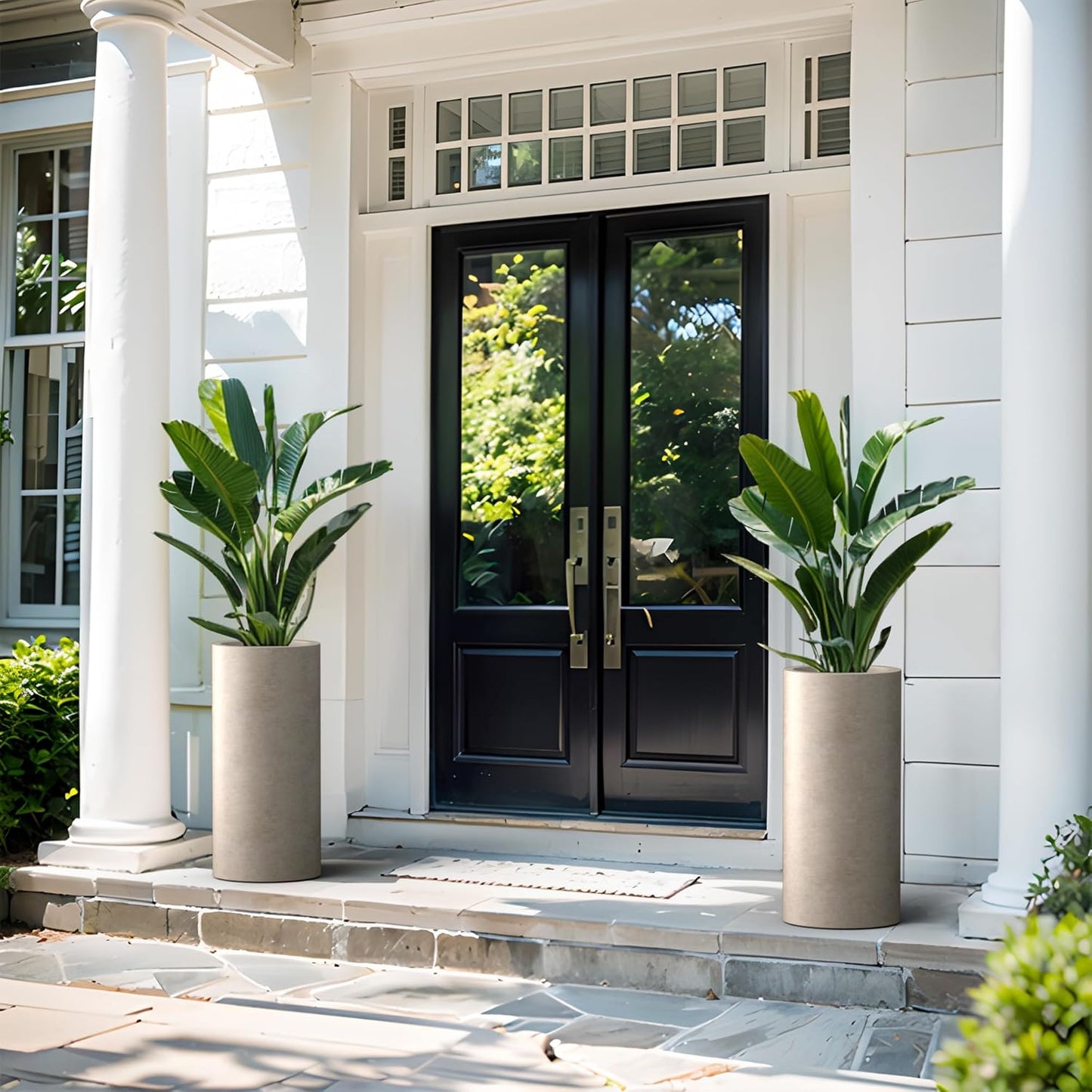 Kante 18.9 Inch Tall Cylindrical Planter, Large Round Plant Pots with Drainage Hole, Made with Concrete, Suitable for Indoor Outdoor Plants, Home Decor, Weathered Concrete