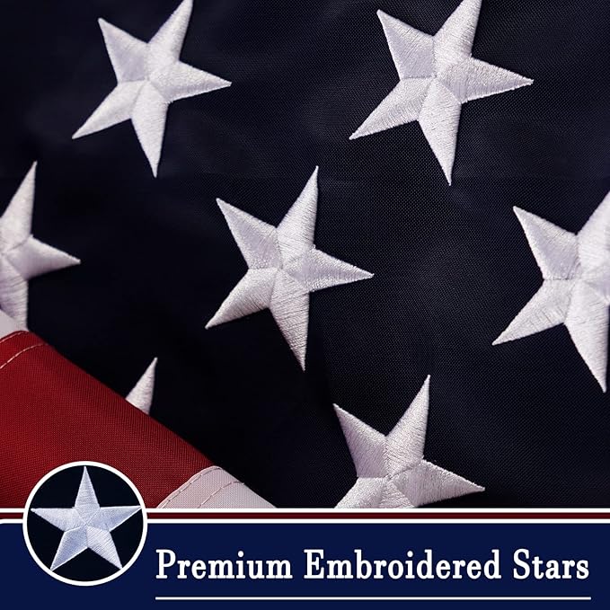 AZCOVER American Flag 5x8 FT Us Flag for Outside Heavy Duty Nylon American Flags for Outdoor with Embroidered Stars Sewn Stipes and Brass Grommets All Weather Lasting United States Flag