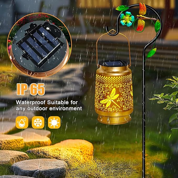 TEDOF Solar Lanterns Outdoor Waterproof,Dragonfly Solar Lights Garden Decor Gifts for Mom Women Grandma Decoration Outside for Yard, Patio,Backyard,Porch