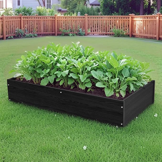 Raised Garden Bed 47.24 * 24.4 * 9.65 in,HDPE Vegetable Planter Bed Outdoor,Elevated Horticulture Planter Bed,Waterproof,Rot-Resistant and Non-Cracking Above Ground Garden Bed(Black)