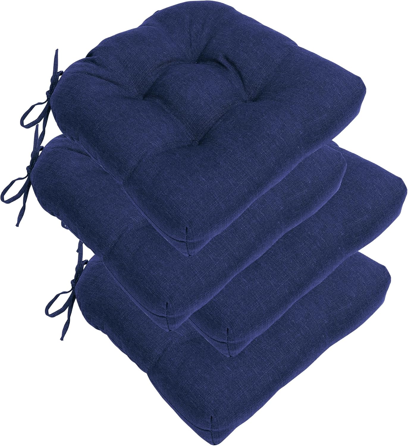 RACE LEAF 4 Pack 17x17 Patio Chair Cushions, Thickened Waterproof Cushions with Stain Resistant Cover and Non-Slip Ties (Navy)
