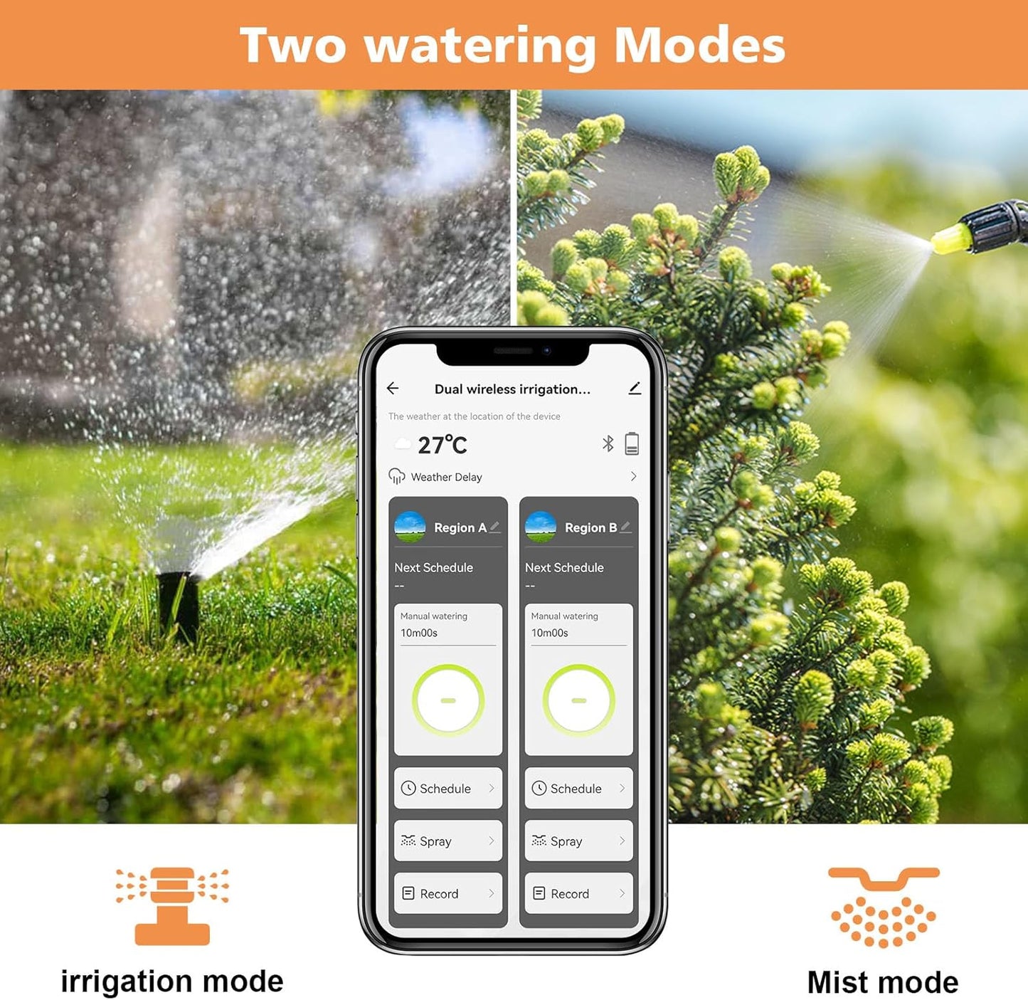 Smart WiFi Water Timer for Garden Hose - 2 Zone Sprinkler Timer with WiFi Hub - Hose Timers for Watering with Rain Delay - Irrigation Sprinkler Controller for Garden Lawns - Works with Alexa