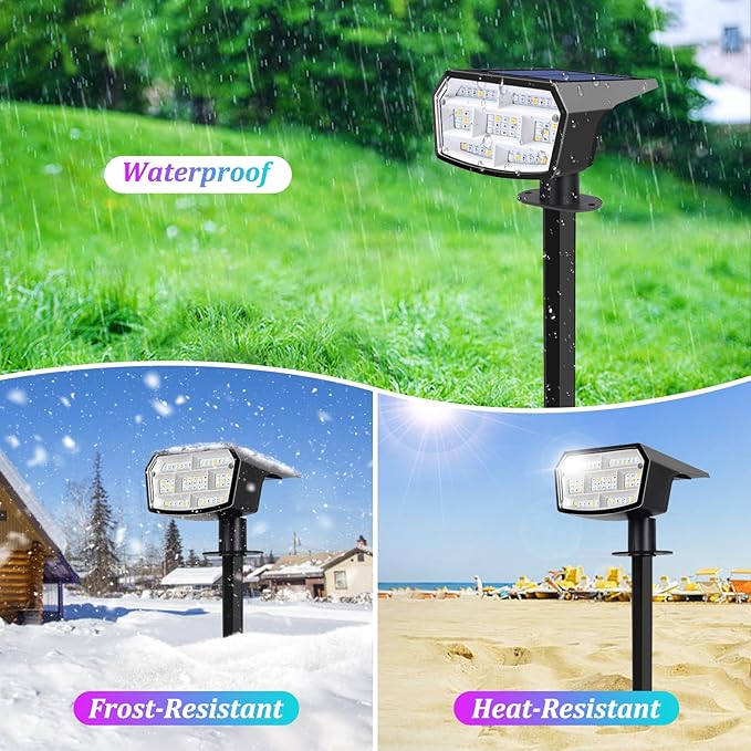 6-Pack Solar Spot Lights Outdoor, 59 LED Solar Lights Outdoor Waterproof, 9 Lighting Modes Outdoor Solar Lights for Yard, Landscape Spotlights for Christmas Garden Pathway Multicolor