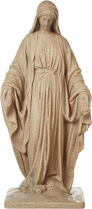 Emsco Group Virgin Mary Statue - Natural Sandstone Appearance - Made of Resin - Lightweight - 34" Height