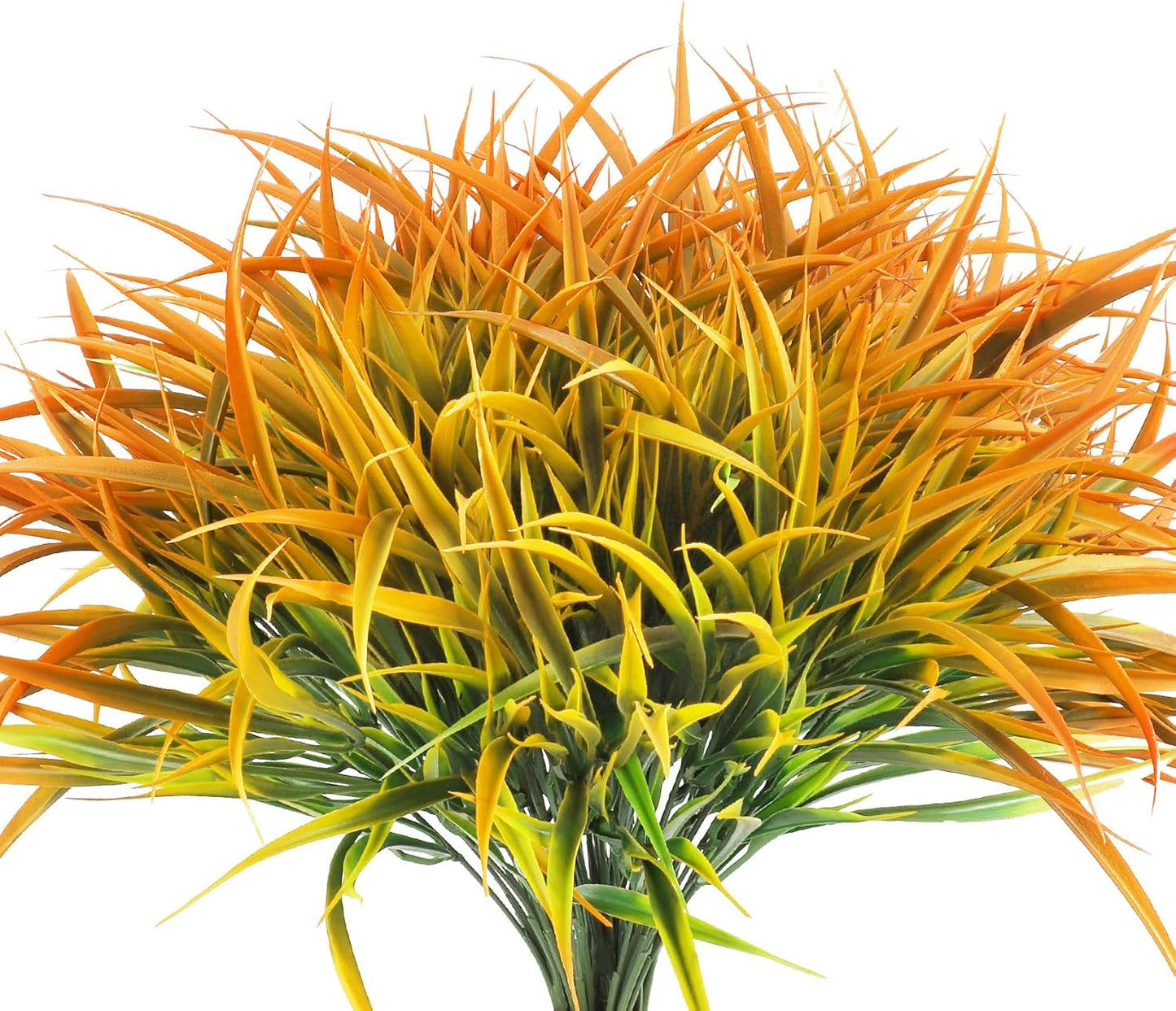 Ouddy Decor 16 Bundles Artificial Fall Plants Outdoor Fake Grass Stems UV Resistant Faux Plastic Plants Shrubs for Autumn Home Garden Pathway Farmhouse Front Porch Harvest Thanksgiving Decor, Orange