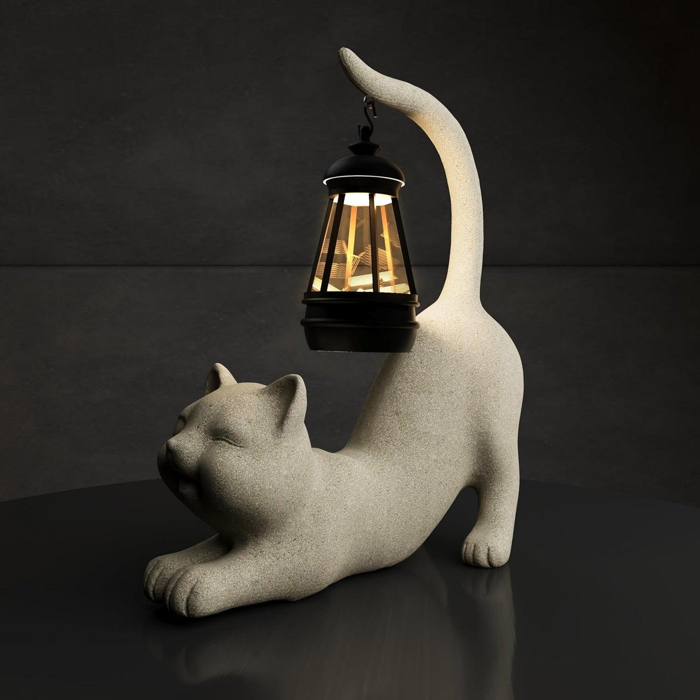 Solar Cat Garden Statue 10 Inch Porch Patio Decor for Outside Yard Decoration Outdoor Unique Housewarming Gardening Birthday Gifts for Cat Lovers Women Grandma