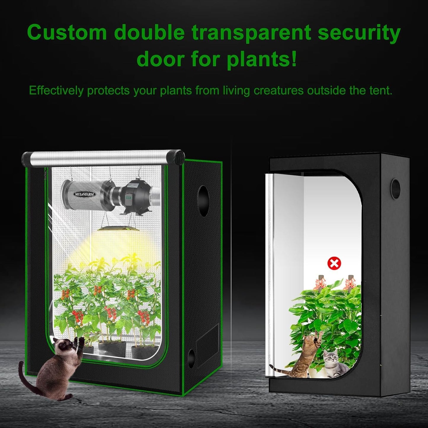 MELONFARM 2x2 Grow Tent, 24"x24"x55" Double Transparent Viewing Door Indoor Grow Tent, Growing Tent with High Reflective Mylar & Floor Tray, Plant Tent for Indoor Hydroponics Growing