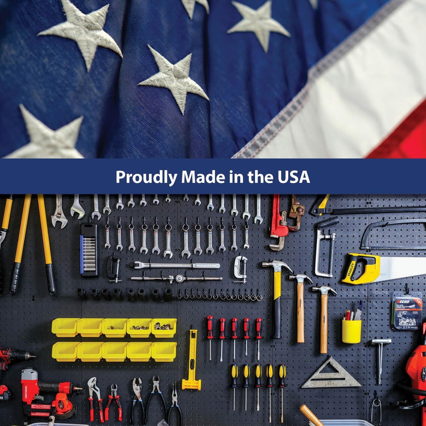 WallPeg Pegboard Kit - 3 ea. 24"x16" Black Peg Boards Panels - Made in USA